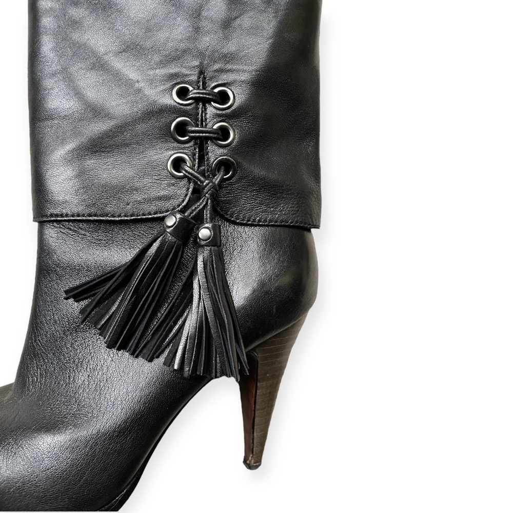 Coach Womens Legra Ankle Boots Booties Black Stacked Heel Tasseled, sz 7B - Picture 8 of 16